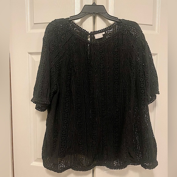 Eshakti Black Open Crochet Lace Top - Picture 1 of 8